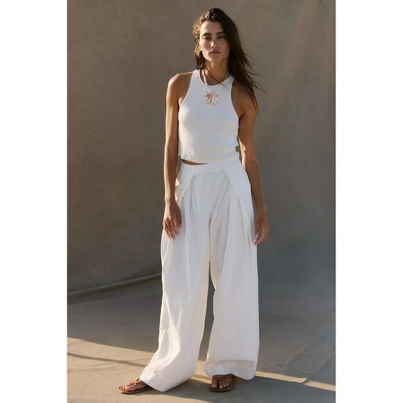Free People Pants - Free People White Wide Leg Draped Pants